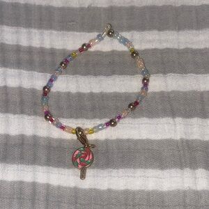 Colorful Beaded Bracelet with Fun Lollipop Charm